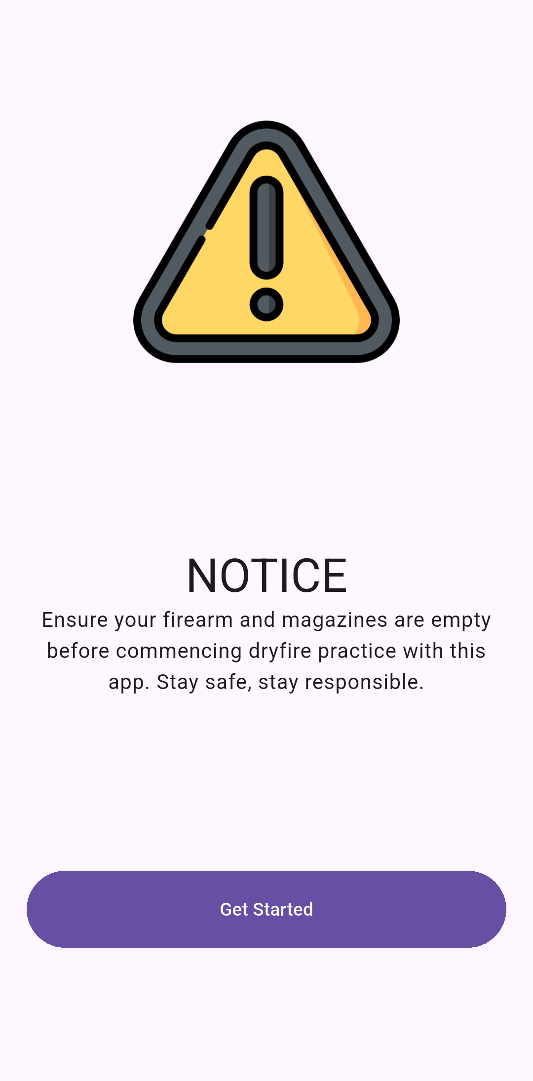 DryShot safety notice screen